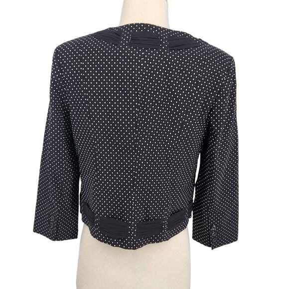SALE Cabi #5156 Seaside Chic Cropped Polka Dot Chiffon Blazer Size 6 Black White - Picture 4 of 8